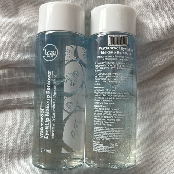 NEW J cats waterproof eye and lip makeup remover set of 2 100 ml bottles - Picture 3 of 5